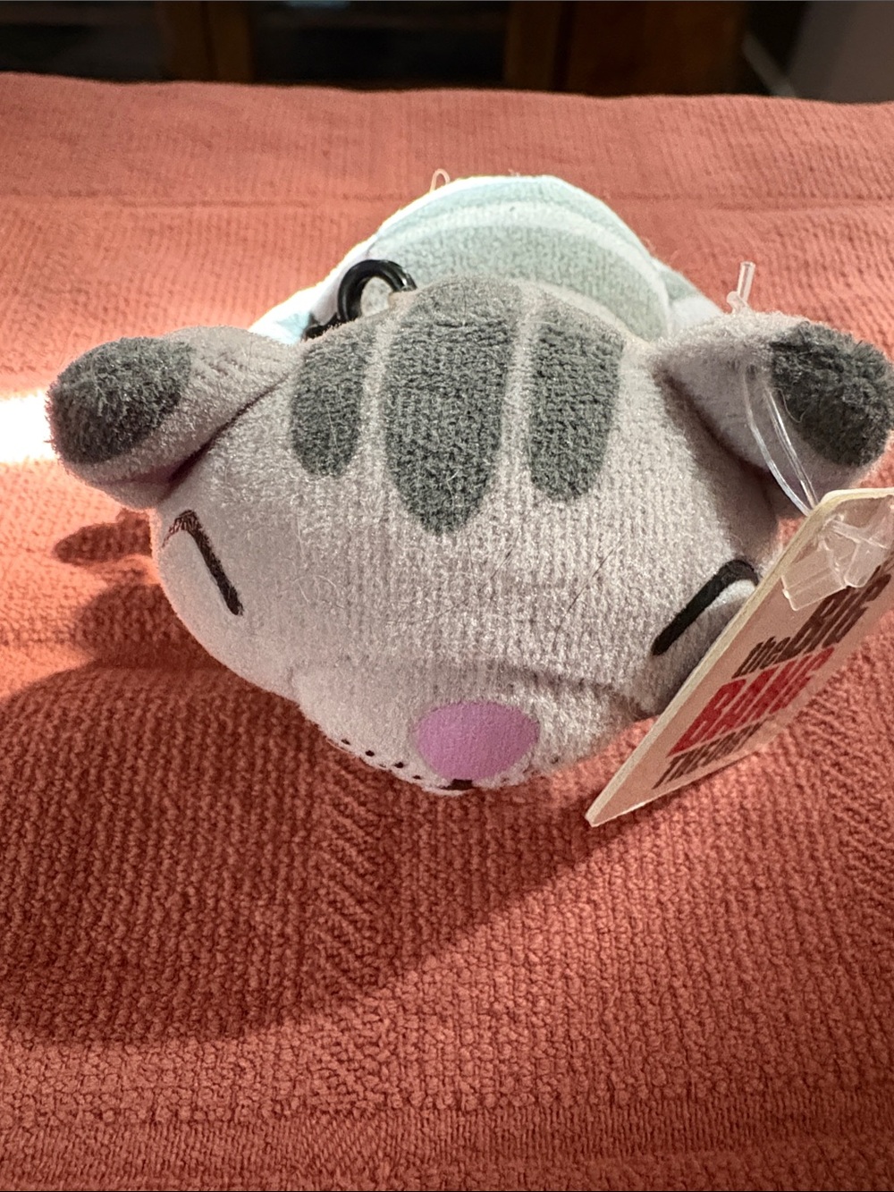 Big Bang Theory Gray Plush Cat Tsum Tsum Toy with Pink Nose bag clip